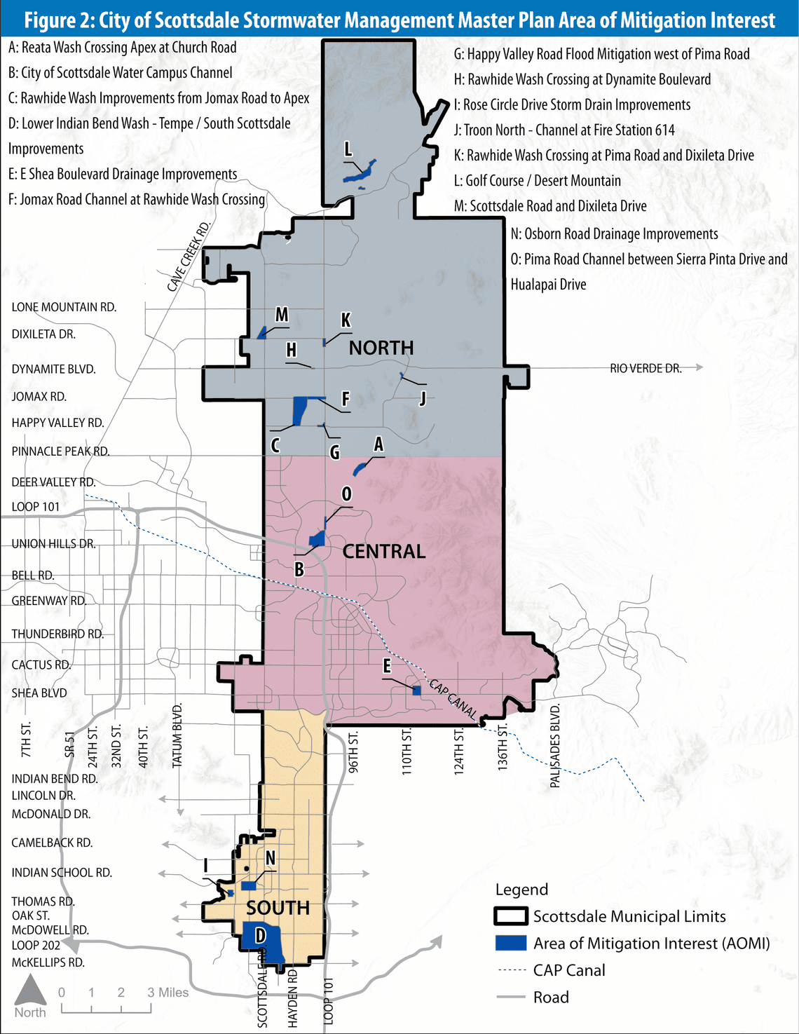 Map of areas of mitigation.