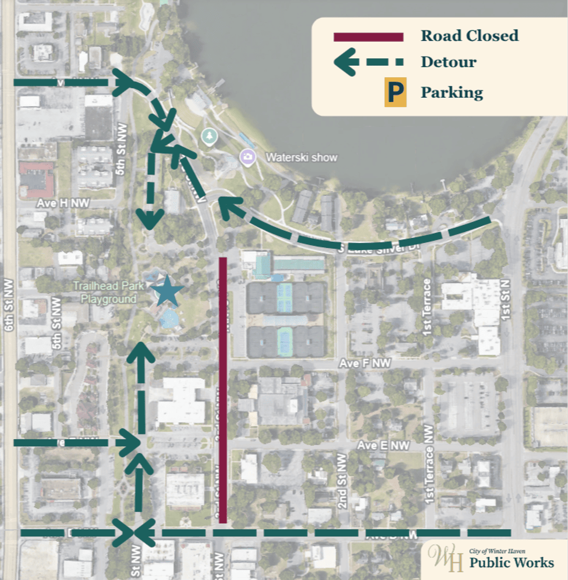Trailhead Park Detour Map