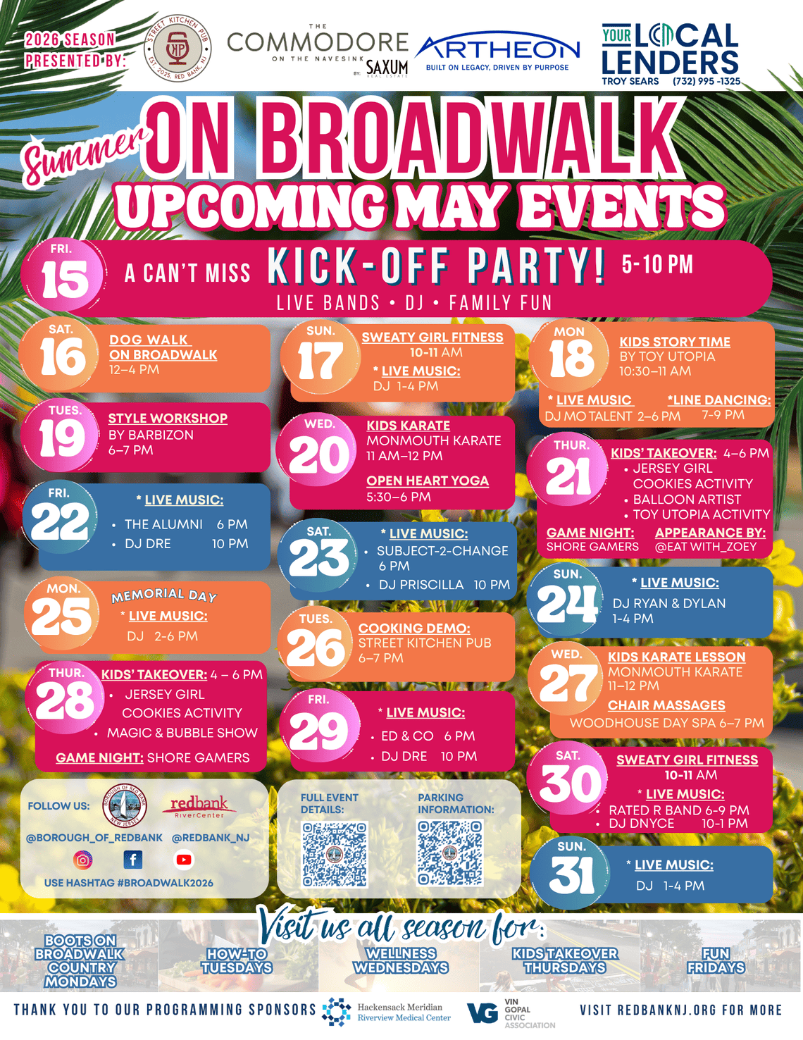 colorful flyer calendar may events broadwalk