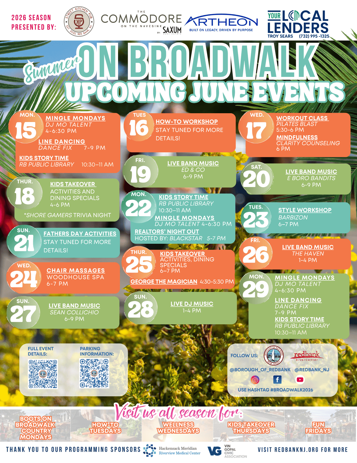 colorful flyer calendar june events broadwalk
