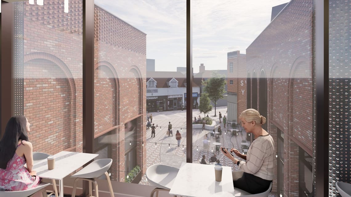Image of the view from the Cinema Bar at the Swan Centre
