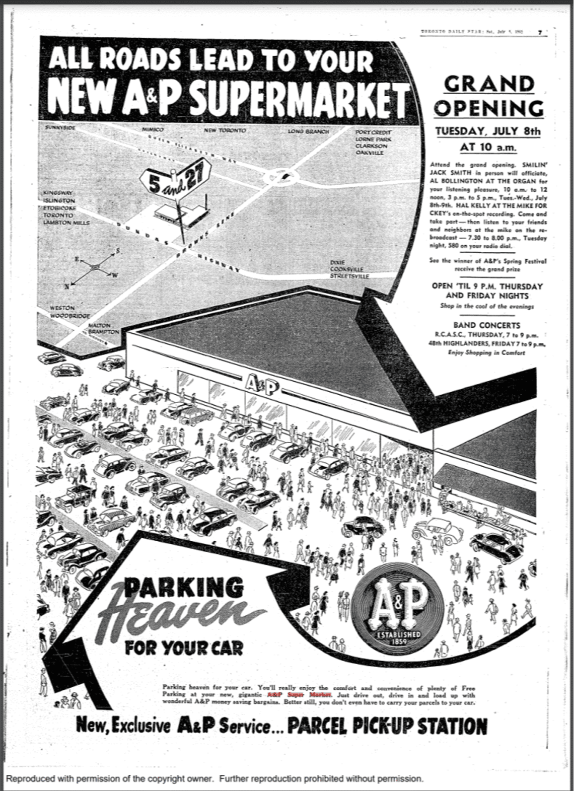 old newspaper ad showcasing a parking lot heaven!