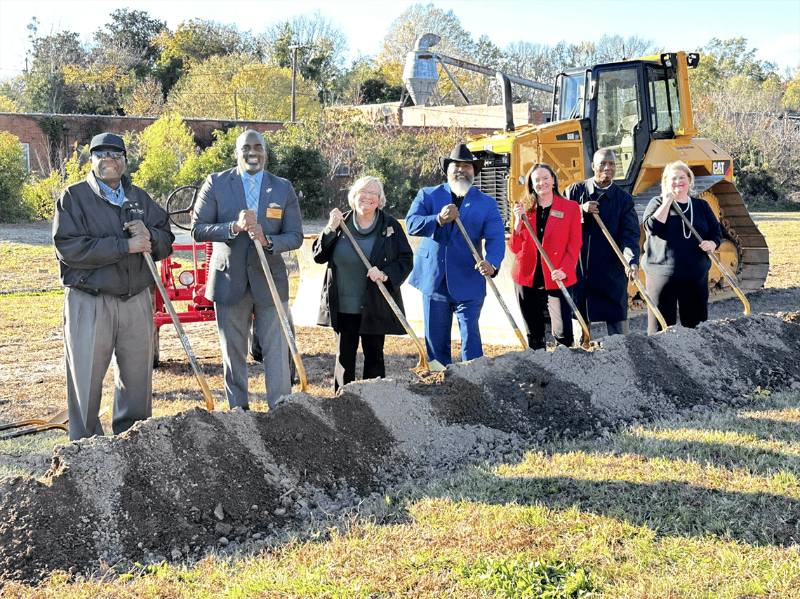 Members of Sanford City Council at the groundbreaking ceremony for the Pilgrim's Sanford Agricultural Marketplace.