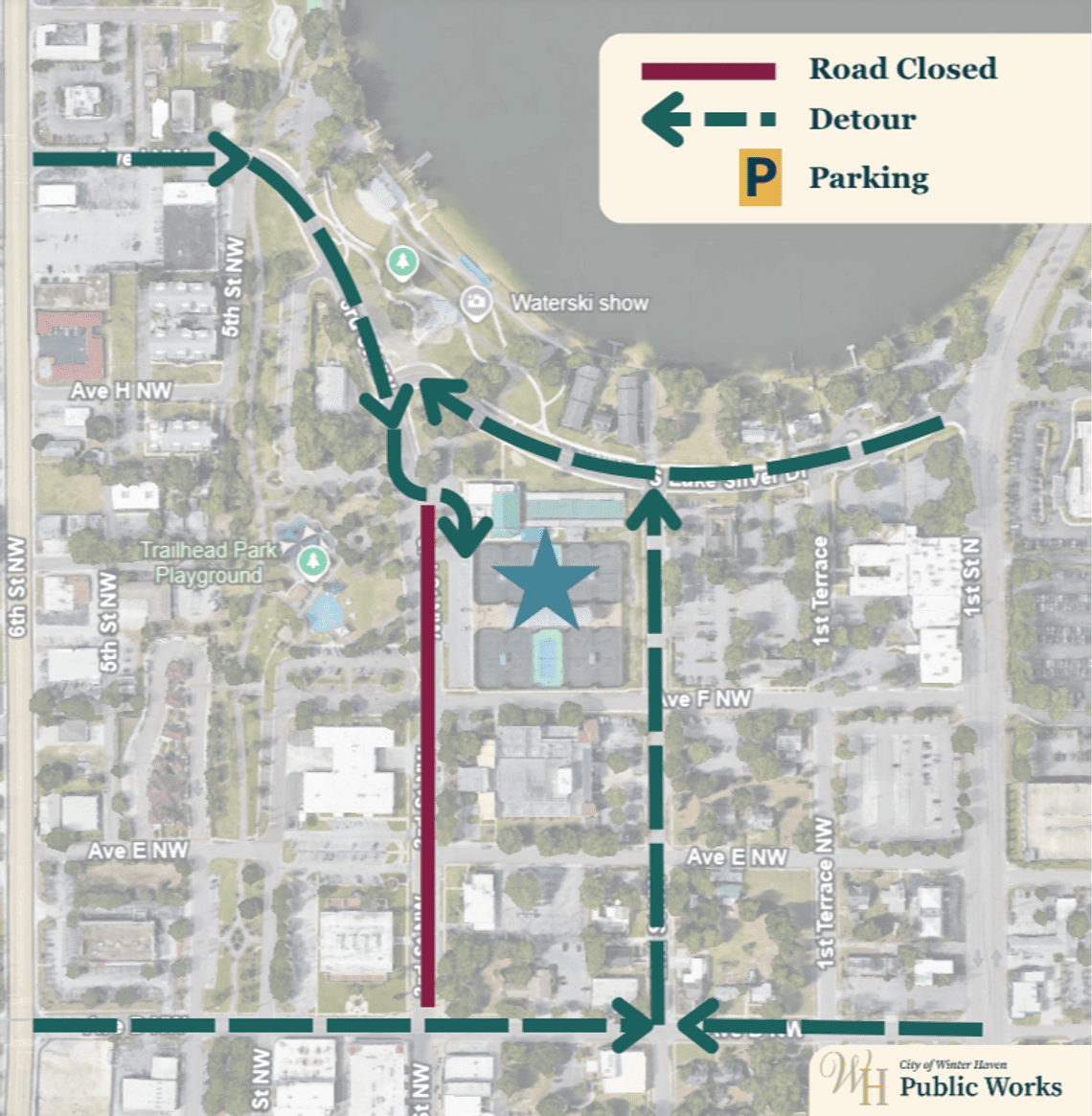 Tennis Center Detour Map