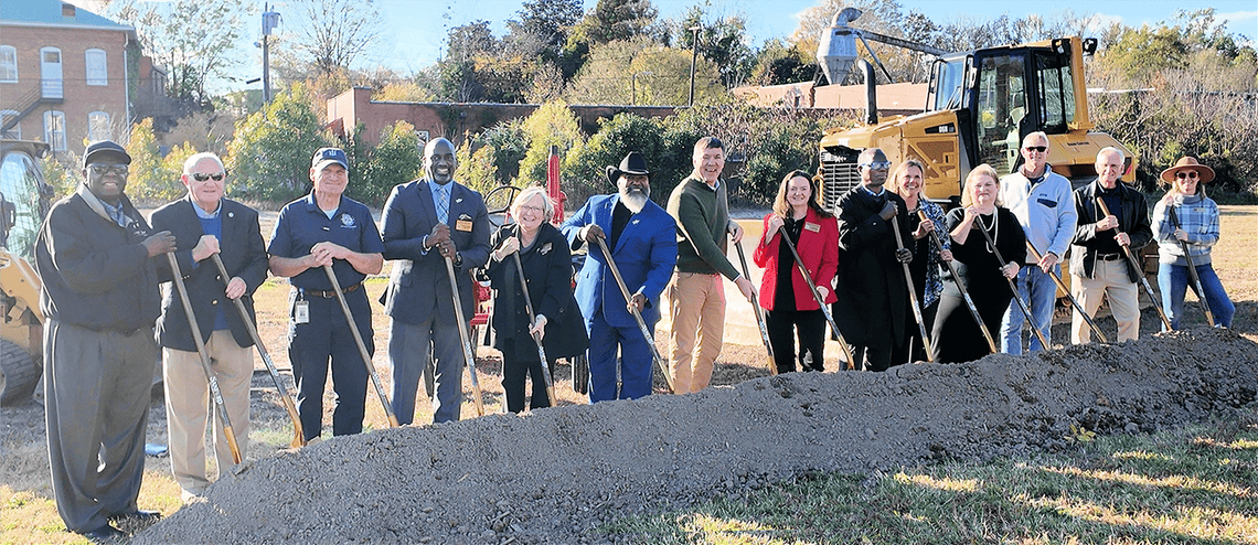 Members of the Sanford City Council and Lee County Board of Commissioners at the groundbreaking ceremony for the Pilgrim's Sanford Agricultural Marketplace.
