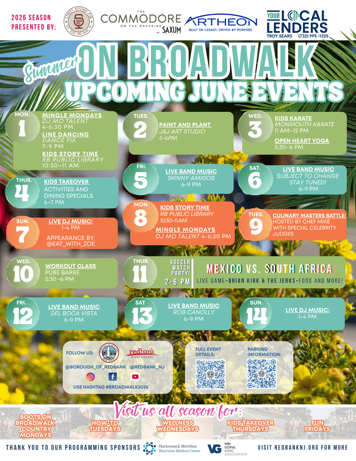 colorful flyer calendar june events broadwalk