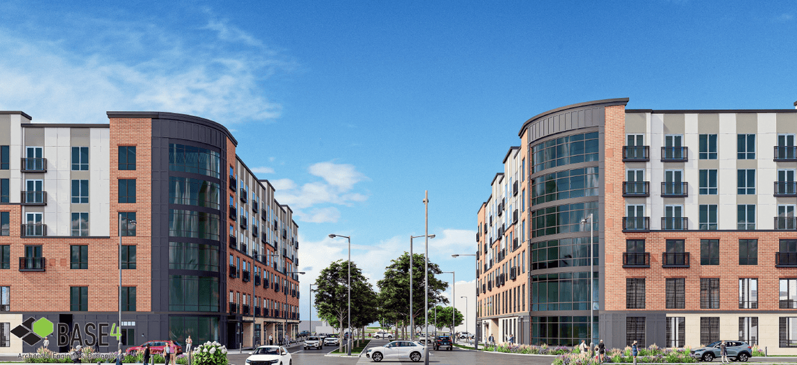 Conceptual renderings of Trail East & Trail West, along College Avenue.