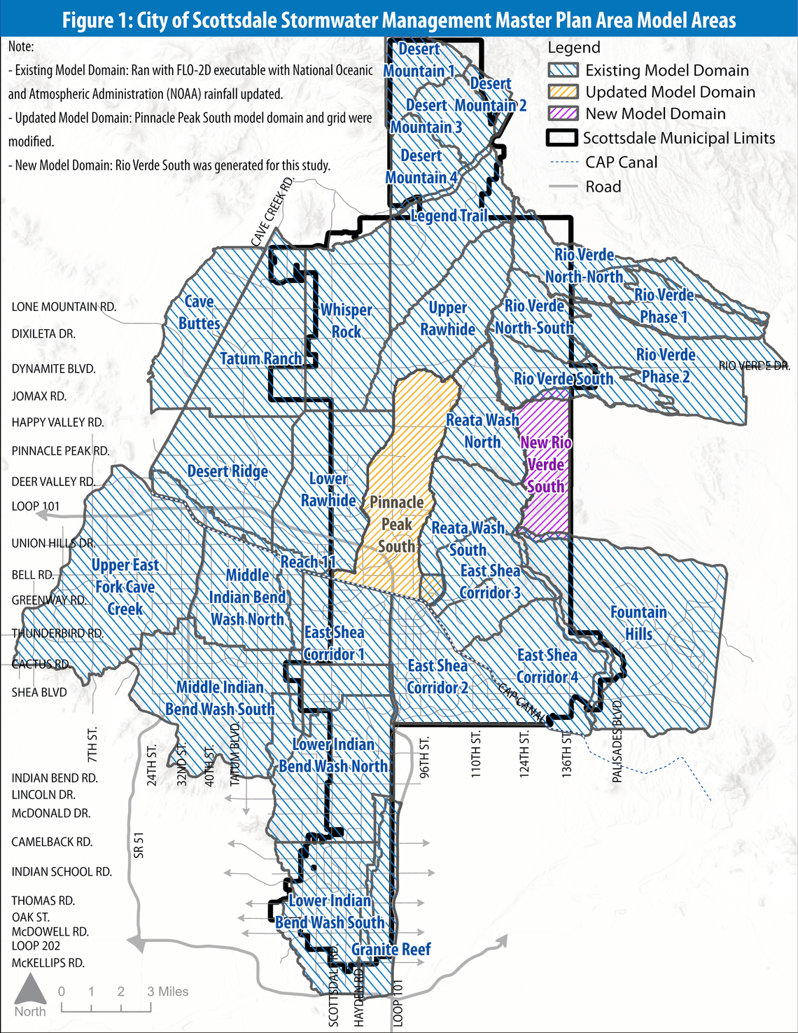 Map showing the flow of stormwater across Scottsdale.