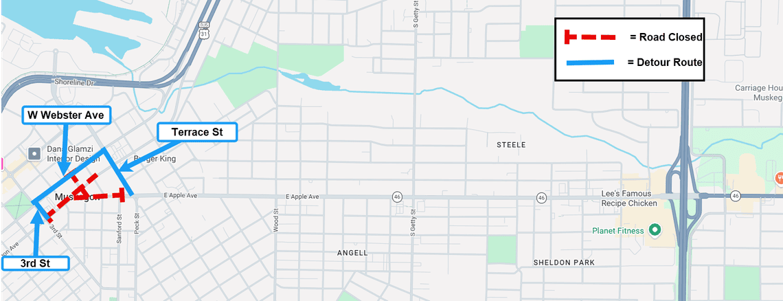Construction detour map