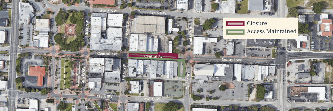 Map showing the location of the road closure.
