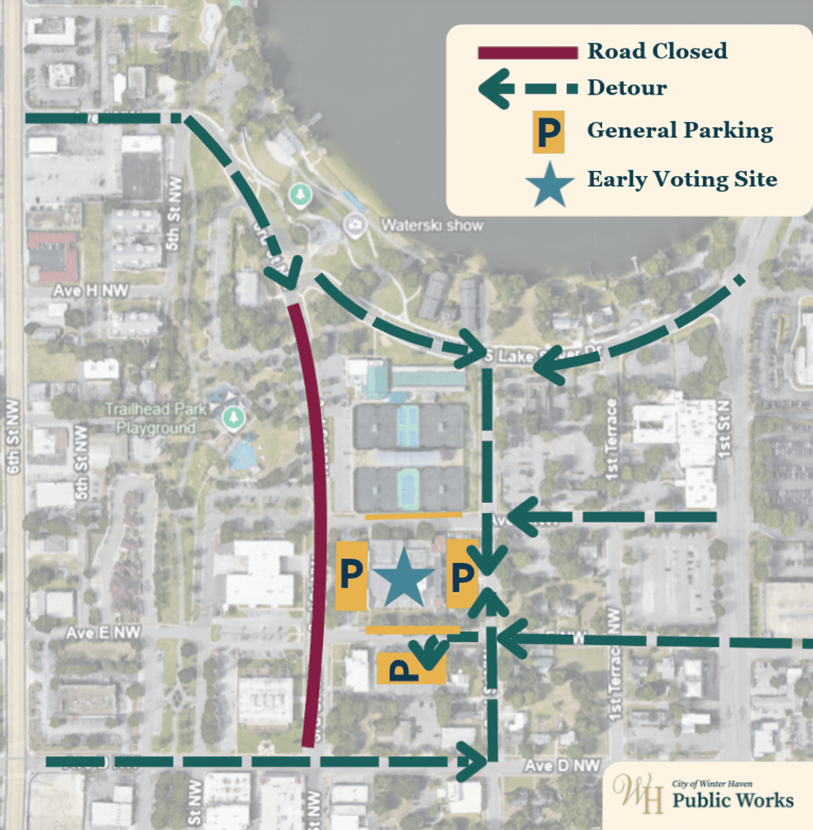 Nora Mayo / Early Voting Annex Detour Map