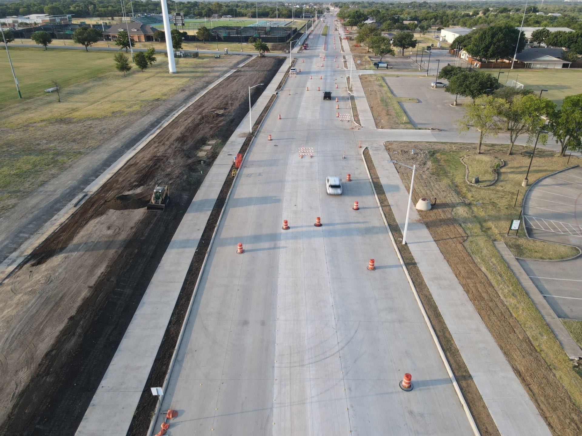 Picture of drone footage of new South Bonnie Brae Street near UNT Campus (north of Willowwood)