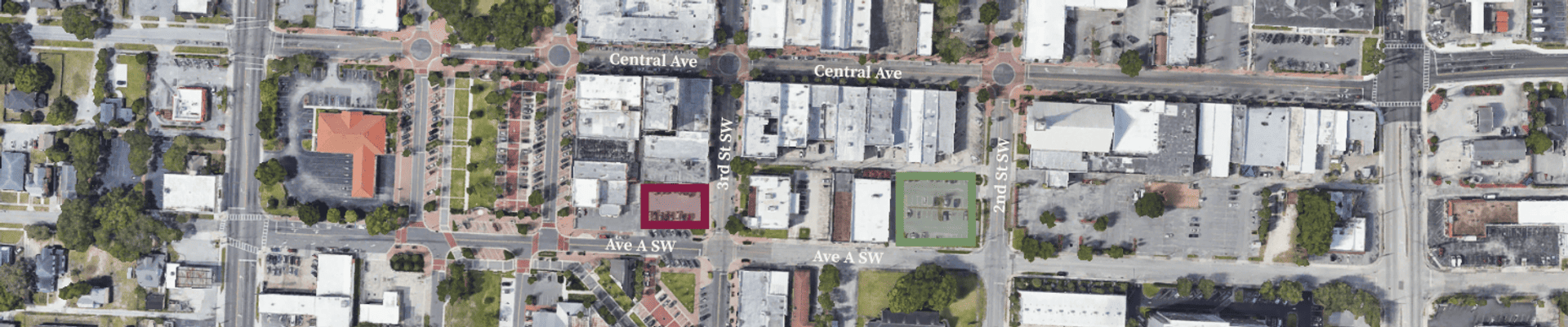 A map showing the parking lot location as well as one parking lot alternative.