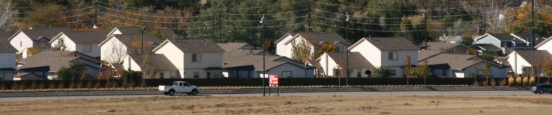 Line of houses in a neighborhood.