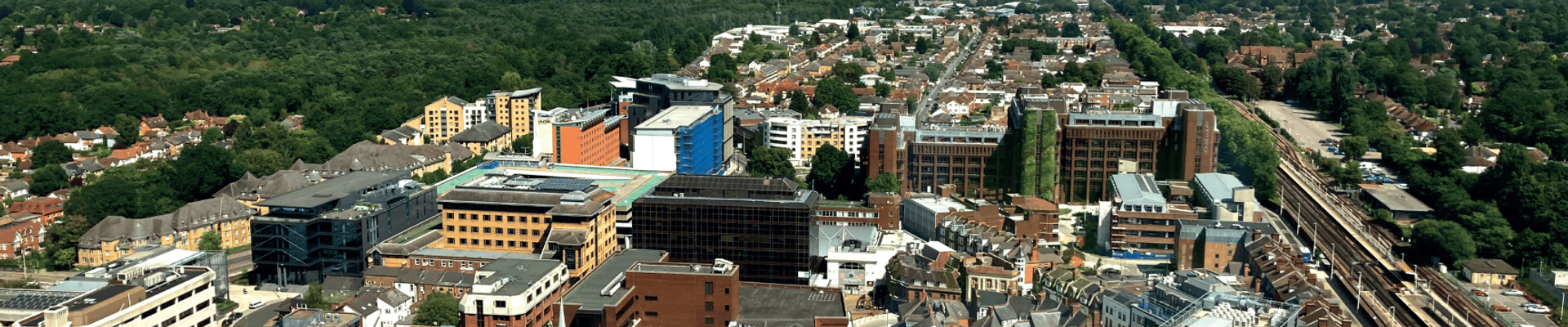Birds eye view of West Surrey town