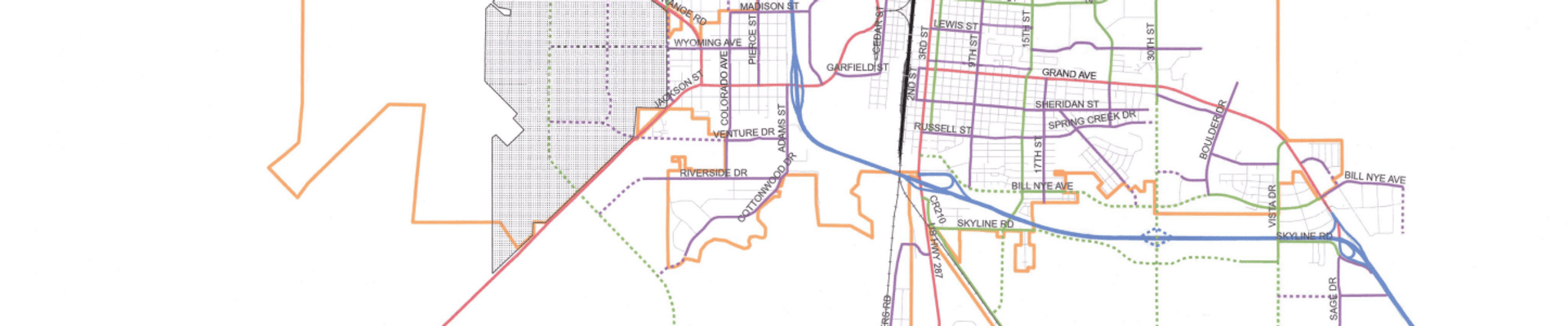 The southern portion of Laramie is shown of the Major Street Plan.