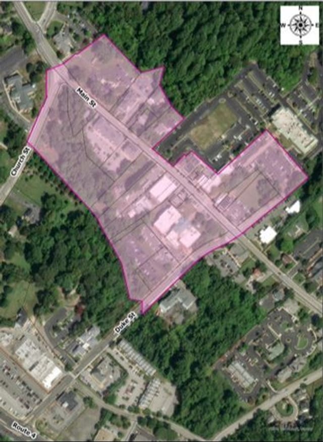 Aerial map of the Prince Frederick Main Street district