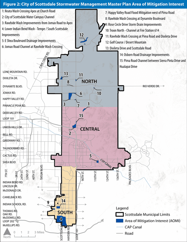 Map of areas of mitigation.