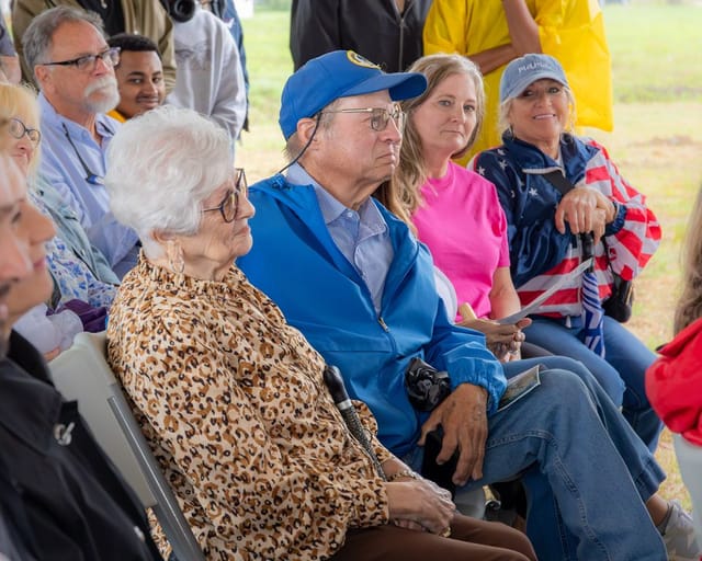 A photo of the crowd watching the ceremony