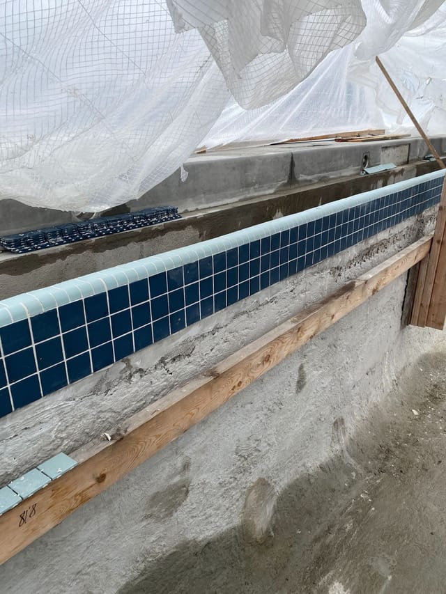 Sneak peak of the tile being installed.