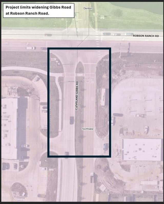 Project limits Gibbs Road and Robson Ranch