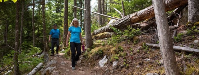 A couple walking on a trail