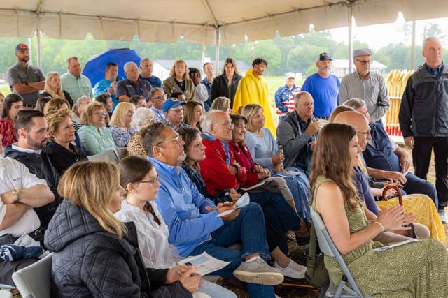 A photo of the crowd watching the ceremony
