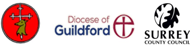 logos of St Giles, Guildford Diocese and Surrey County Council