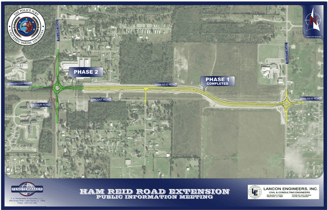 Map of Phase 1 and Phase 2 for the Ham Reid Road Extension.