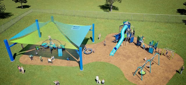 an aerial view of the park.