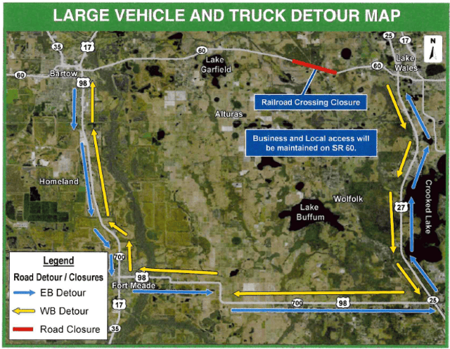 Large Vehicle And Truck Detour Map
