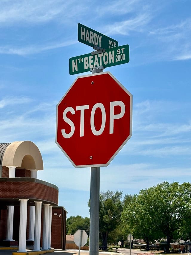 Sign at intersection of Hardy and Beaton St.