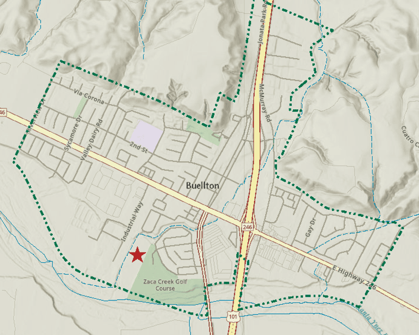Map of Buellton showing location of the BUE-17 project