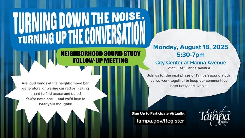 Flyer promoting the August 18 sound study follow up meeting