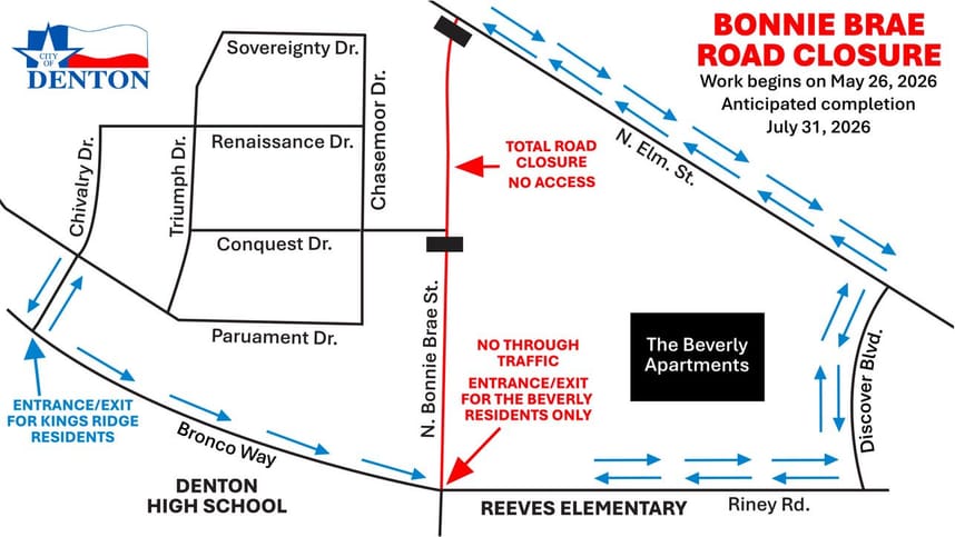 Bonnie Brae Phase 6 Road Closure Map