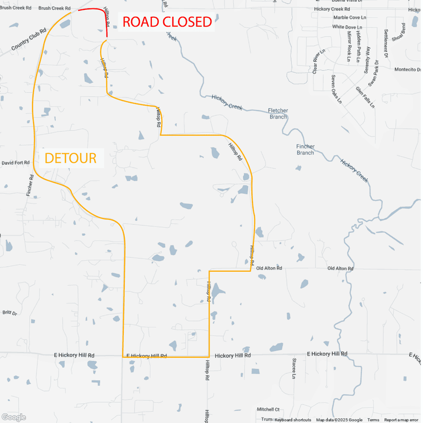 Map of Road closures and detours