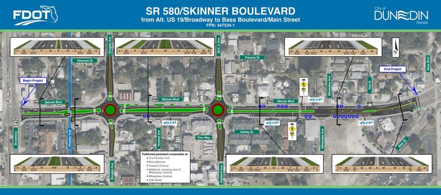 aerial view of the proposed changes to Skinner Blvd. 