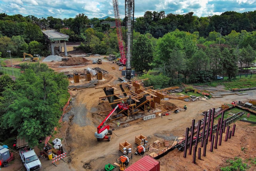 Y-Piers, piles, and Wasena Bridge Construction