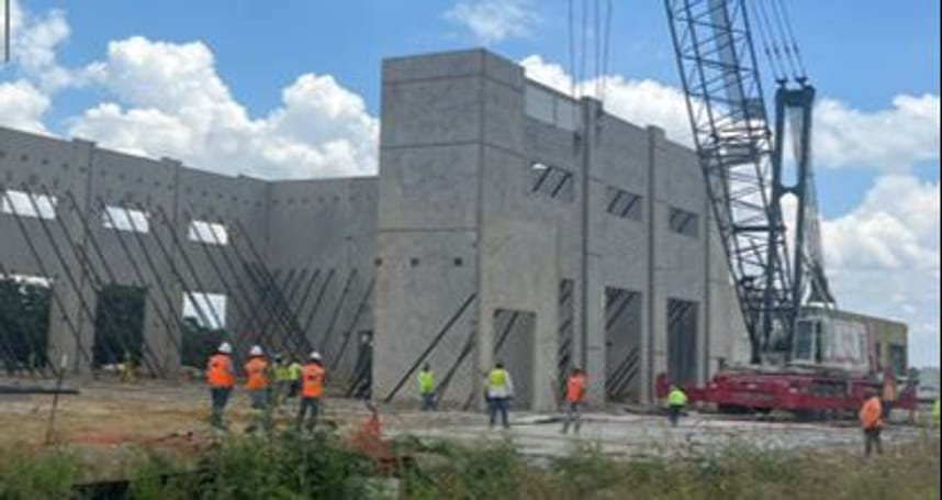 Graphic of building being installed