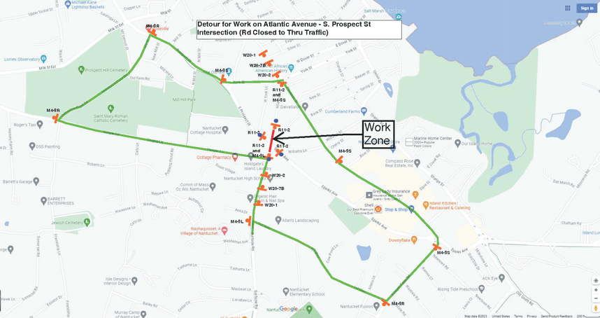 Map of detours