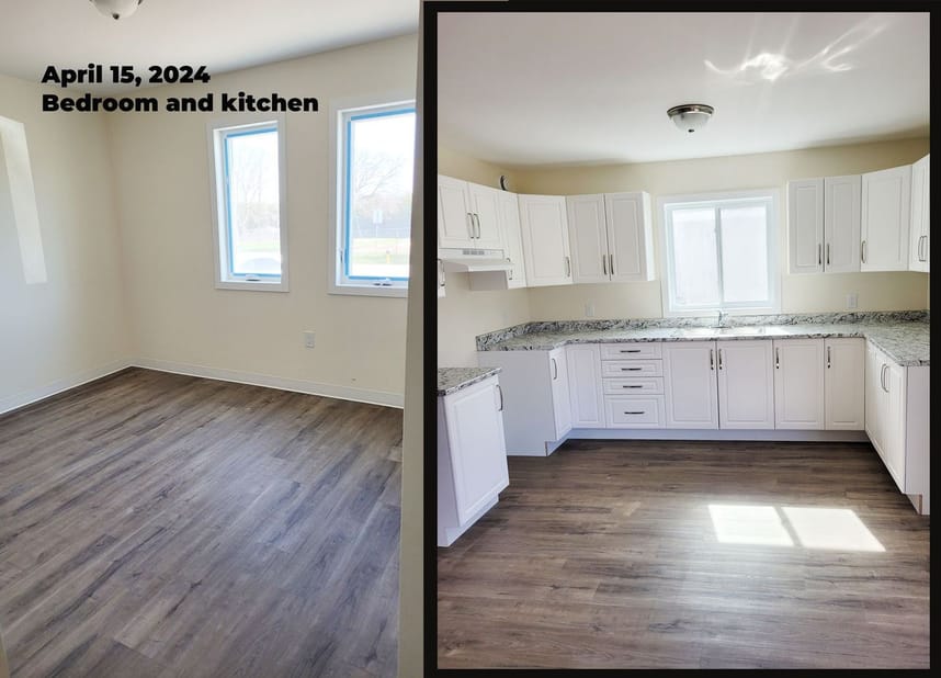 bedroom and kitchen