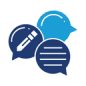 Graphic with speech bubbles. 