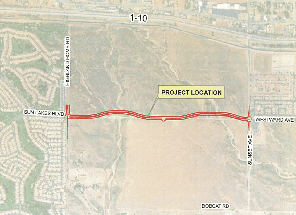 Aerial map of southwest Banning
