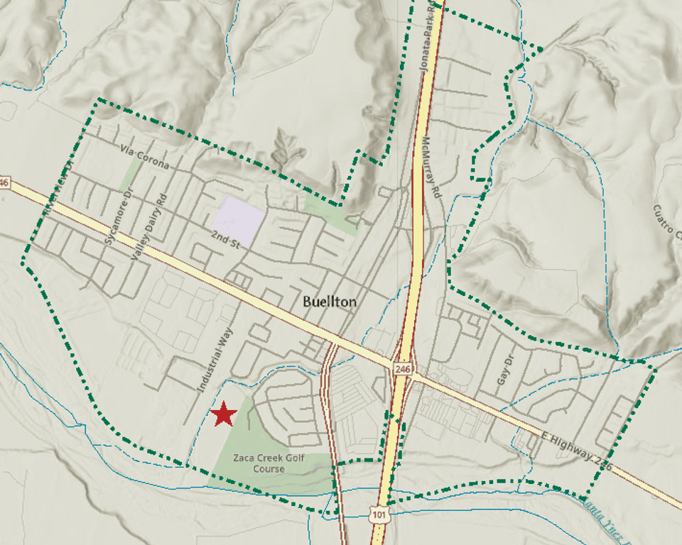 Map of Buellton showing location of the BUE-17 project