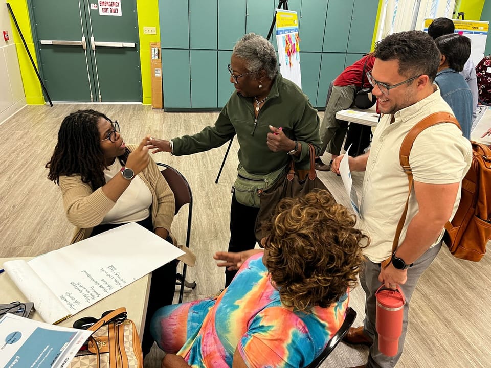 Project Team Member with Residents at the March 12th Community Workshop in Sulphur Springs