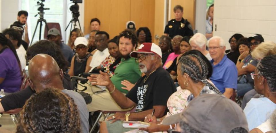 Picture of the audience at the Community Meeting at the Scarboro Community Center on July 1, 2025