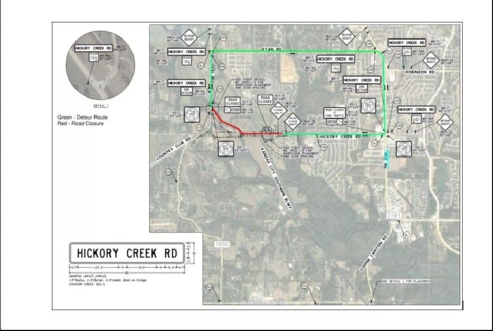 Photo of Map of Hickory Creek RD closures