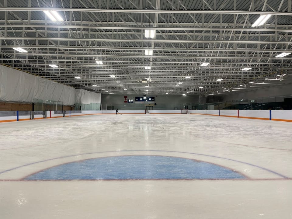 Picture of the new ice surface and score board