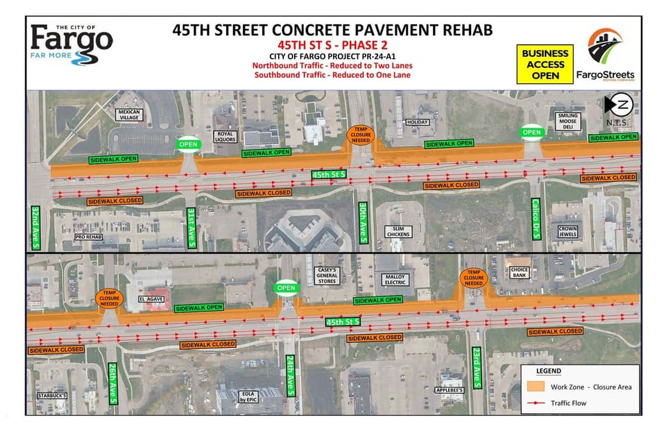45th St S Phase 2 Lane Closures