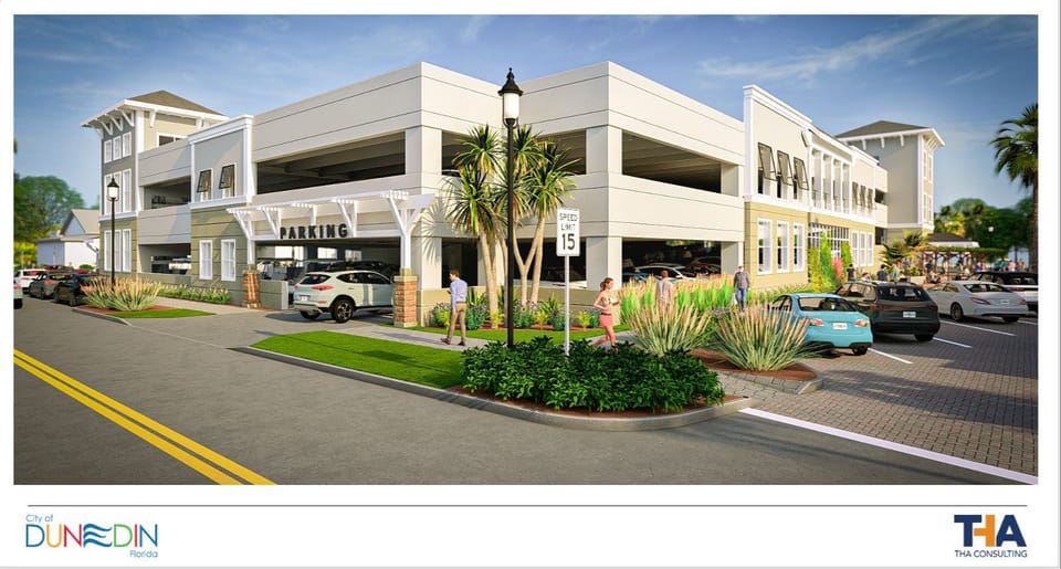 THA Consulting Render of Dunedin's upcoming second downtown parking garage 